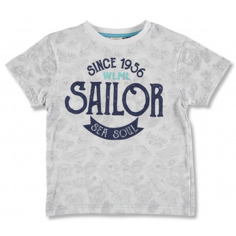 Camiseta manga corta gris sailor marino