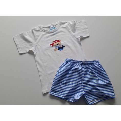 Conjunto boxer tela nautic y camiseta