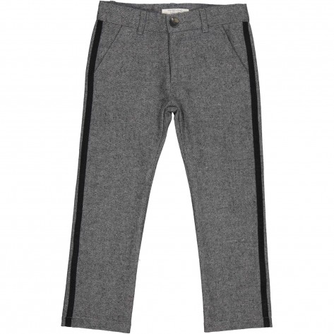 Pantalón gris jaspeado linea negra