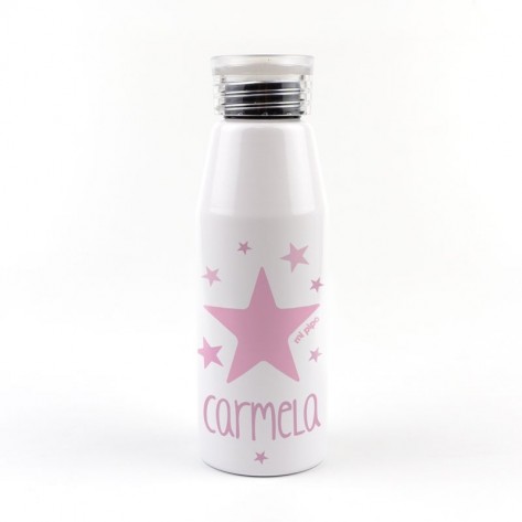 Botella aluminio estrella rosa 500 ml