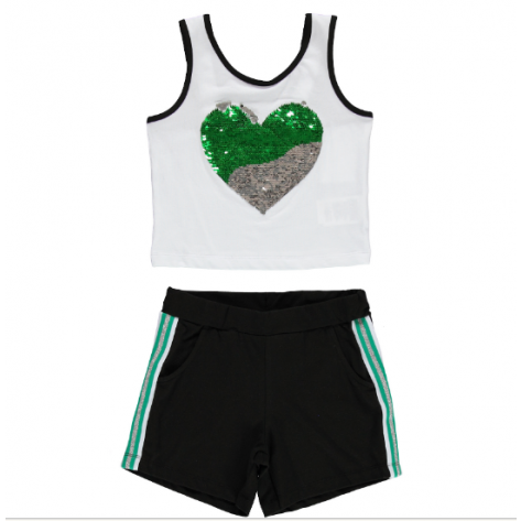 Camiseta + short corazon verde