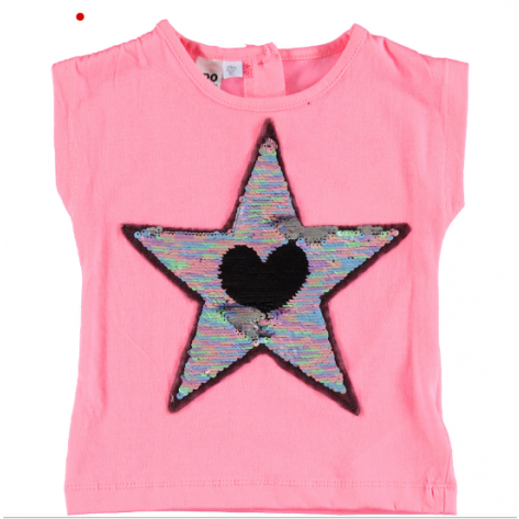 Camiseta estrella lentejuelas rosa chicle