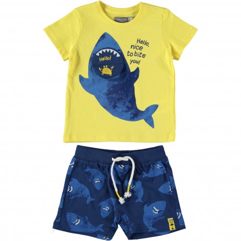 Conjunto sharks amarillo y azulón