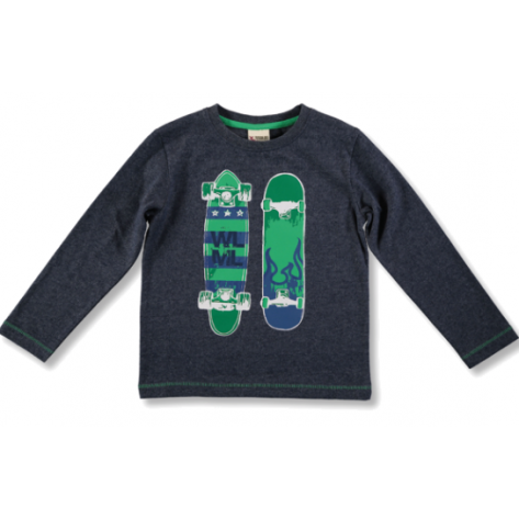Camiseta manga larga azul patinete verde
