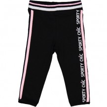 Pantalón sport chic negro y rosa