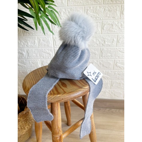 Gorro aviador tira ancha gris azulado