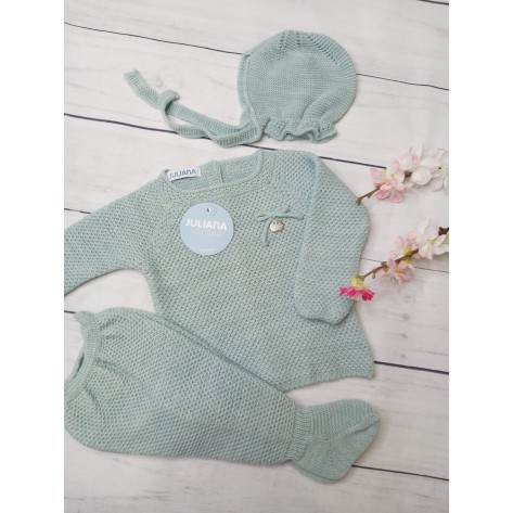 Conjunto tres piezas recogidas verde menta