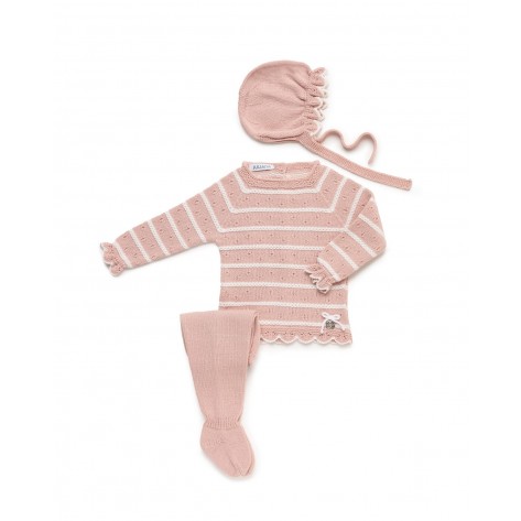 Conjunto leyenda tres piezas rosa empolvado