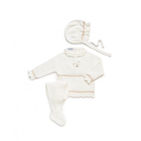 Conjunto tres piezas rombos vastas blanco y rosa