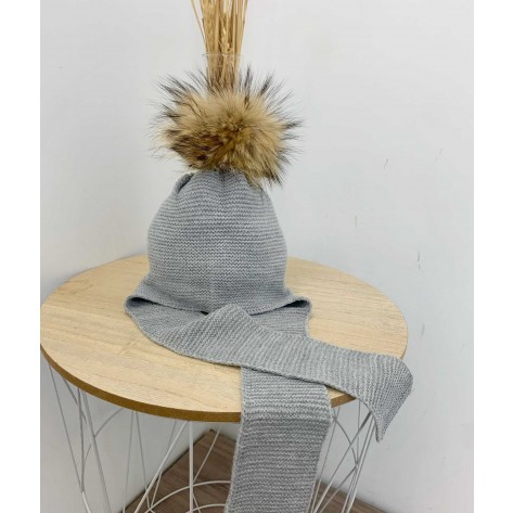 Gorro aviador tira ancha gris