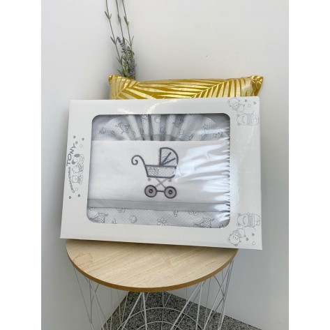 Juego sábanas cuna Franela gris