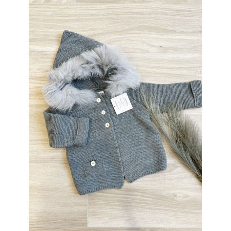 Trenca punto bobo pelo natural gris
