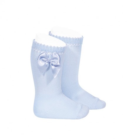 High sock pearl with blue bow baby 410