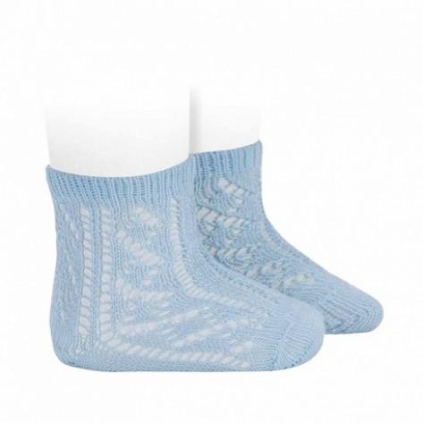 Calcetines cortos calados algodón perlé extra azul bebe