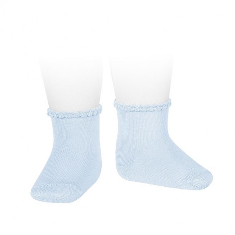 Calcetines cortos puño labrado primavera azul bebe