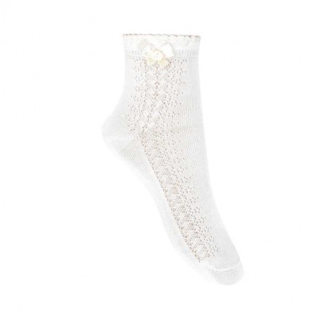 Openwork ankle socks and bow 200 white