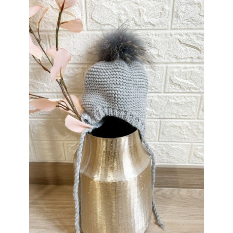 Gorro orejas cordón gris