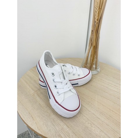Zapatilla loneta blanca cordones