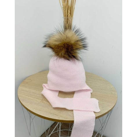 Gorro aviador tira ancha rosa