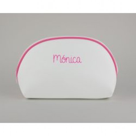 Personalized pink leatherette toilet bag