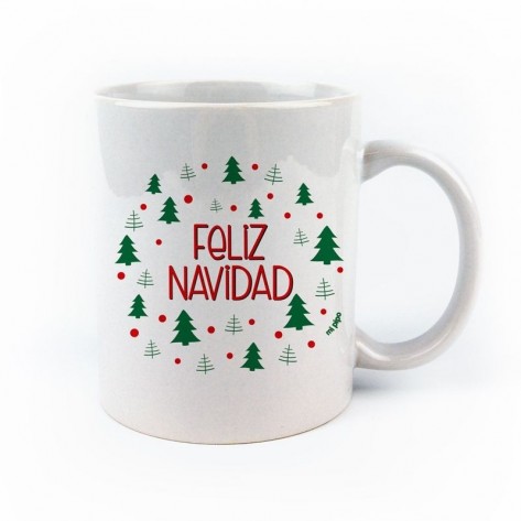 Taza navidad árboles puntitos
