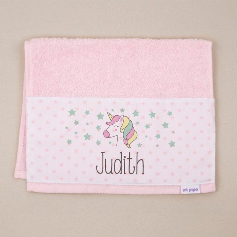 Toalla rizo unicornio rosa