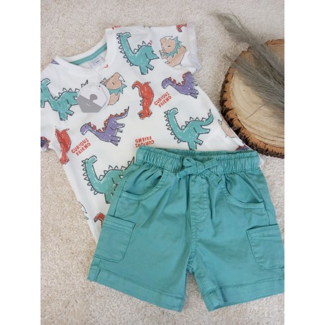 Conjunto Yatsi blanco verde dinosaurios 