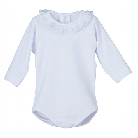 Body cuello puntilla M/L azul