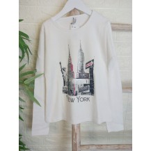 Camiseta manga larga blanca New York