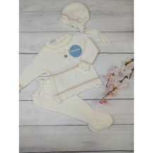 Conjunto tres piezas rombos vastas crudo y crema
