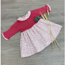 Vestido combinado flores liberty rosa