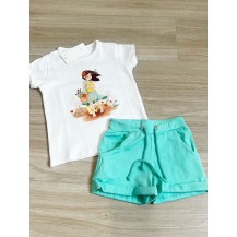 Conjunto verde agua niña libros
