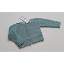 Green bobo knit long jacket