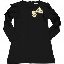 Vestido negro lazo dorado