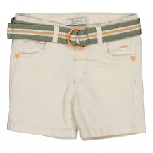 Pantalón corto bebé beige cinturón kaki
