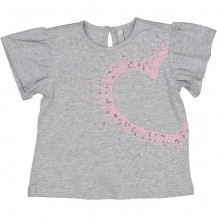 Camiseta gris corazón rosa