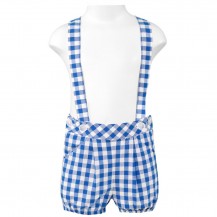 Blue and white checkered frock suspender