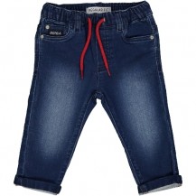 Denim oscuro goma cordón rojo