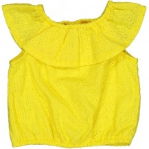 Blusa amarilla troquelada cuello