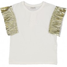 Camiseta volante metalizado dorado