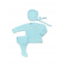 Conjunto lin rombos pasacintas celeste y crudo