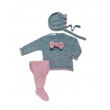 Conjunto motas combinadas gris y rosa