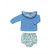 Conjunto braguita + jersey florecitas volante cielo