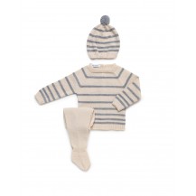 Conjunto sonata tres piezas polaina crema/gris