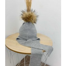 Gorro aviador tira ancha gris