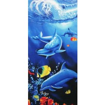 Toalla azul dos delfines