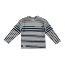 Camiseta rayas gris, marino y verde
