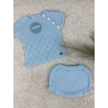 Conjunto braga punto calado celeste