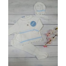 Conjunto tres piezas rombos vastas blanco y celeste