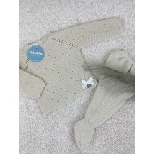 Conjunto lin calado lazo crema